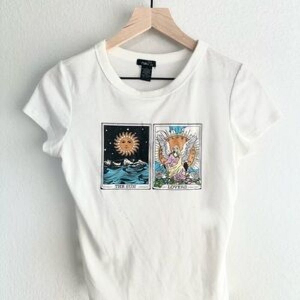 Women’s Large Ribbed Tarot Card Short Sleeve Tee Shirt